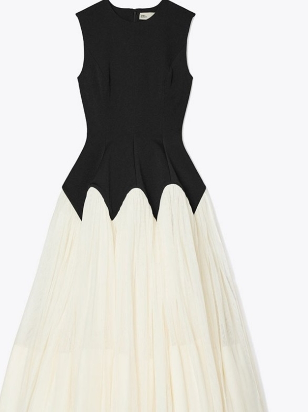 Commense Black Bodice Cream Tulle Midi Dress - Picture 2 of 2